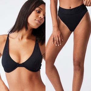Cotton On Black Ribbed Bikini